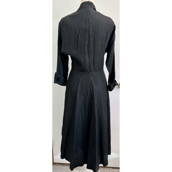 Vintage 1950's housewife dress fit & flare black button down front Small - Picture 4 of 13
